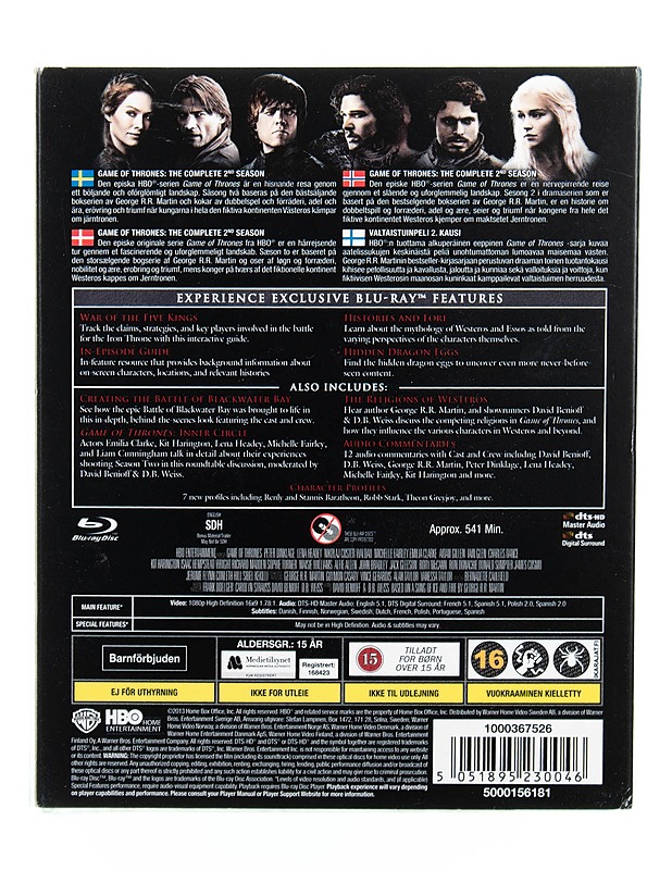 Game Of Thrones: The Complete Second Season - Blu-Ray - Blu-ray-levyt - 10105526558 - 1