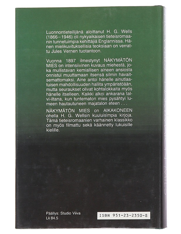 Näkymätön mies : jännitysromaani - Wells, H. G. - Fantasia- ja scifi - 10105527255 - 1