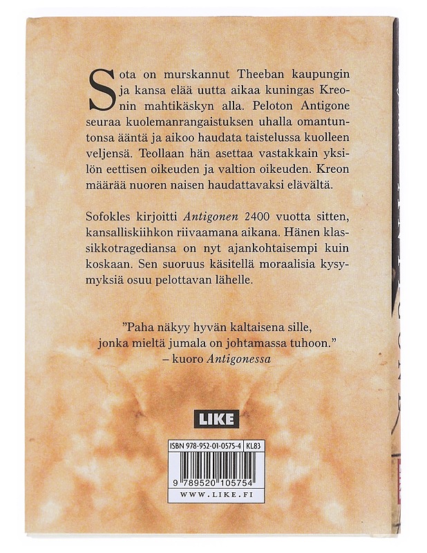 Antigone - Sofokles - Romaanit ja novellit - 10105527544 - 1