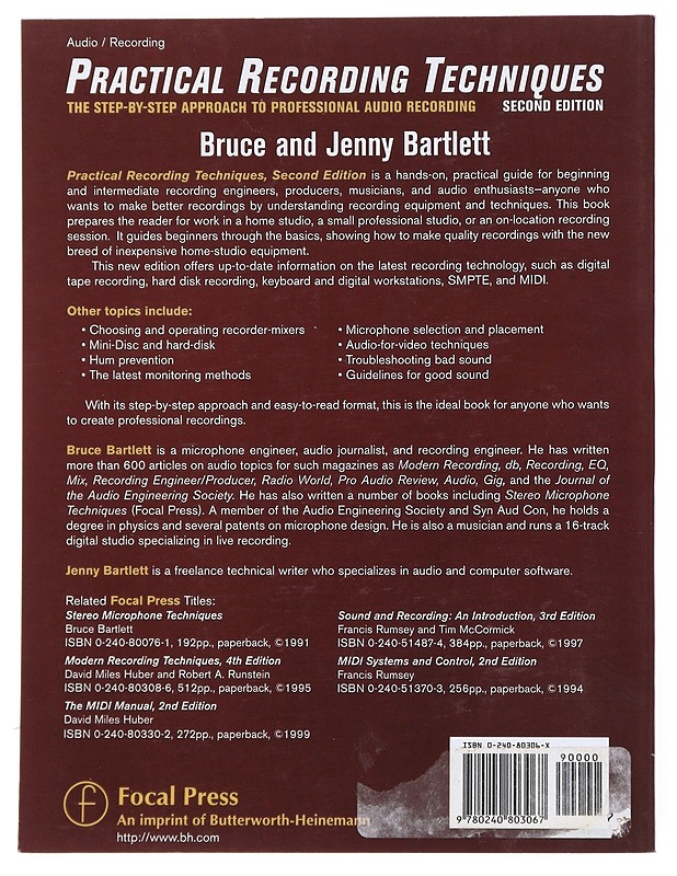 Practical Recording Techniques : Second edition - Bartlett, Bruce - Tietokirjat ja oppaat - 10105527680 - 1