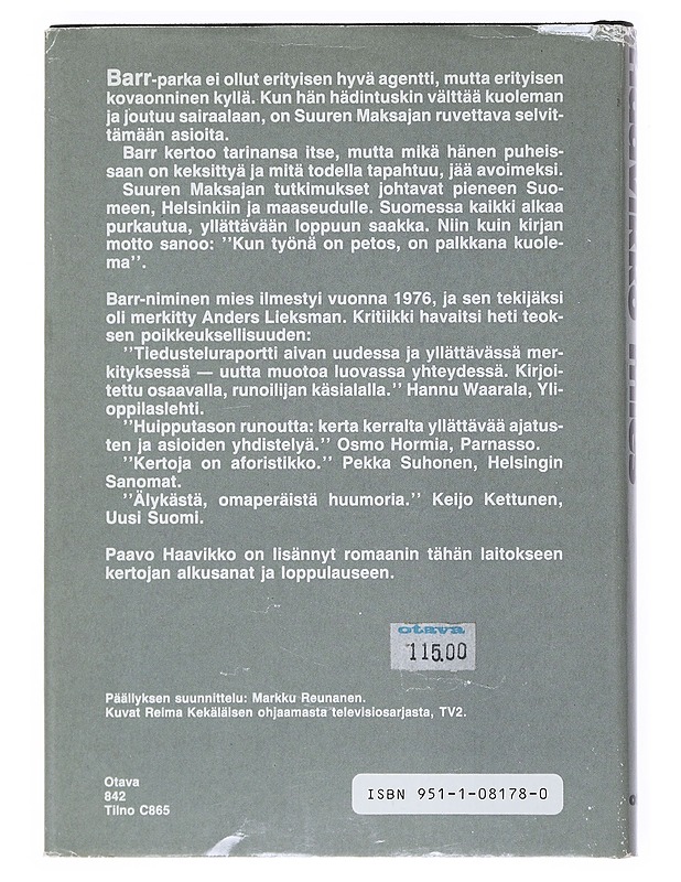 Barr-niminen mies : romaani - Paavo Haavikko - Romaanit ja novellit - 10105527740 - 1