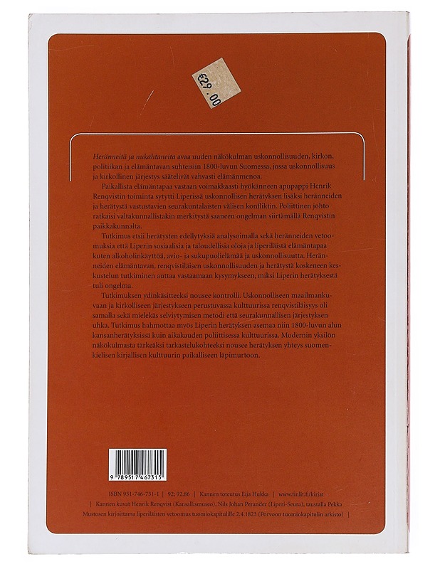Heränneitä ja nukahtaneita : kulttuuri, kontrolli ja herätys 1800-luvun alun Liperissä - Esko Hartikainen - Historiakirjat - 10105527743 - 1