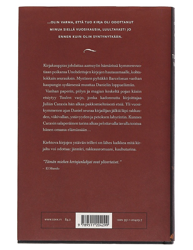 Tuulen varjo - Ruiz Zafón, Carlo - Jännitys ja dekkarit - 10105527791 - 1