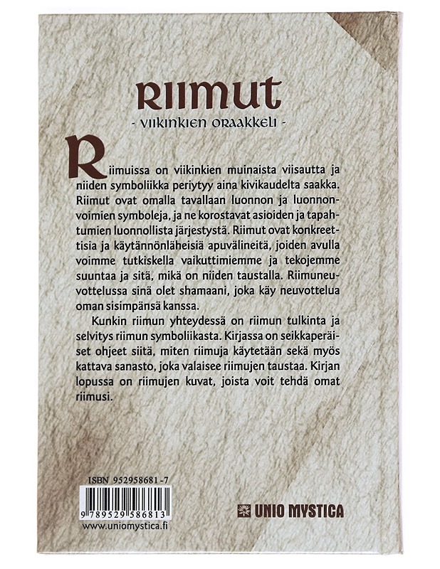 Riimut, viikinkien oraakkeli : opas riimujen tulkintaan - Paasio, Harri - Tietokirjat ja oppaat - 10105528534 - 1