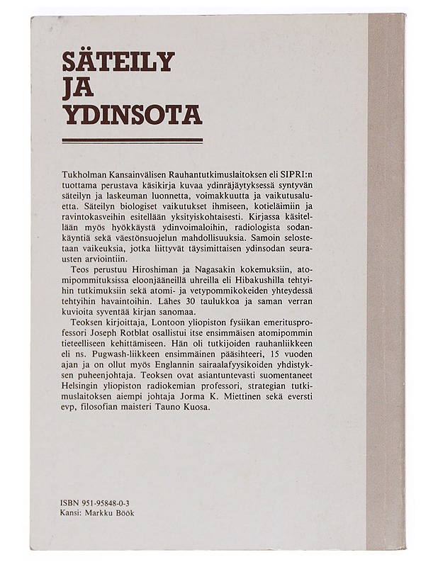Säteily ja ydinsota - Rotblat, Joseph - Tietokirjat ja oppaat - 10105529109 - 1