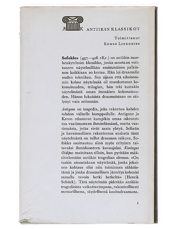 Sofokles : Antigone - Runot ja näytelmät - 10105529174 - 1