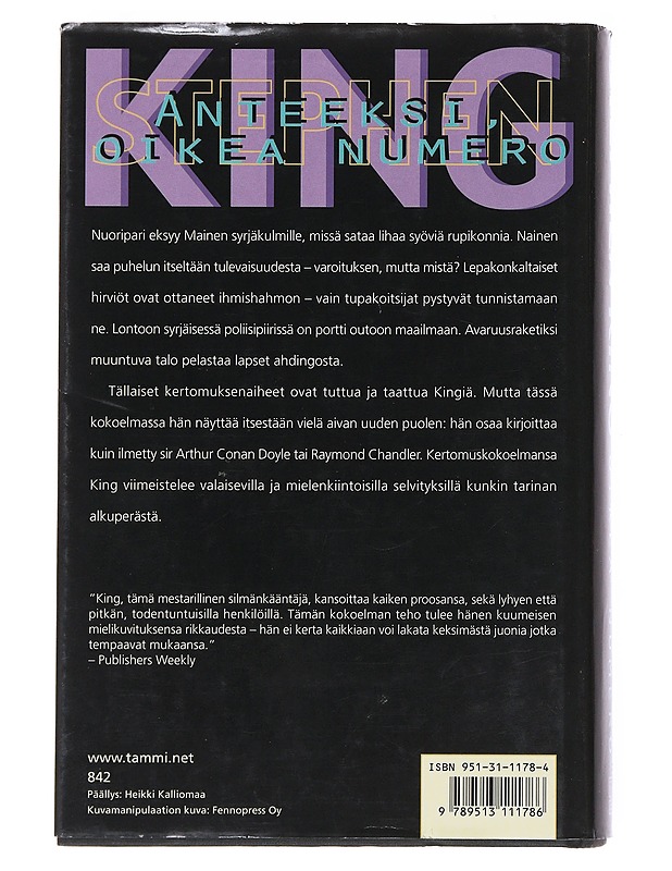 Painajaisia ja unikuvia. 2. Anteeksi, oikea numero - King, Stephen - Fantasia- ja scifi - 10105529266 - 1
