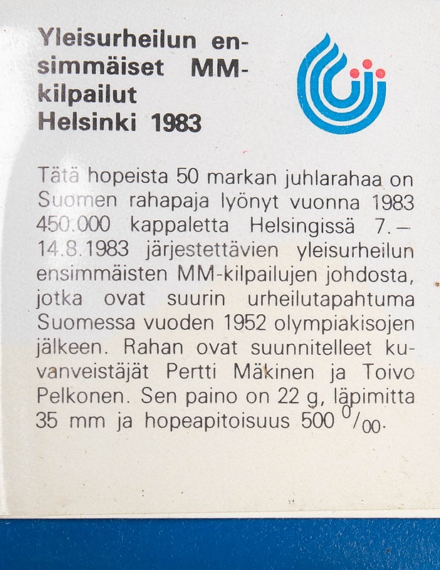 SUOMEN RAHAPAJA Helsinki 1983 MM juhlaraha - Koriste-esineet - 10105529633 - 2