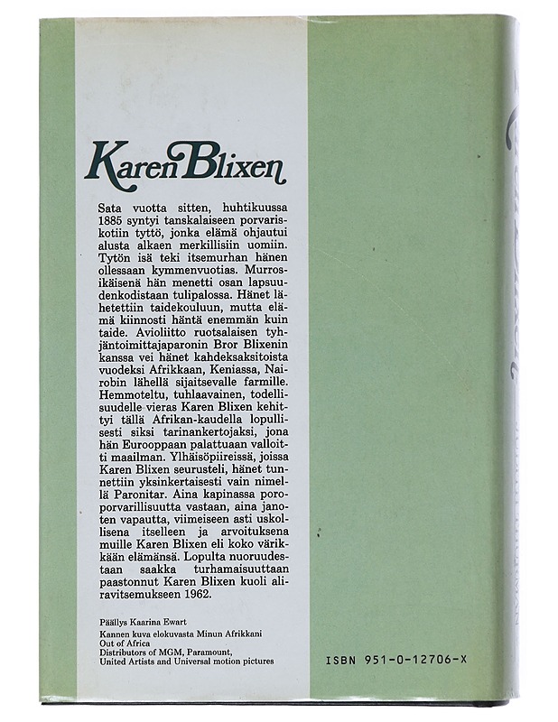 Karen Blixen - Thurman, Judith - Elämäkerrat ja muistelmat - 10105529780 - 1