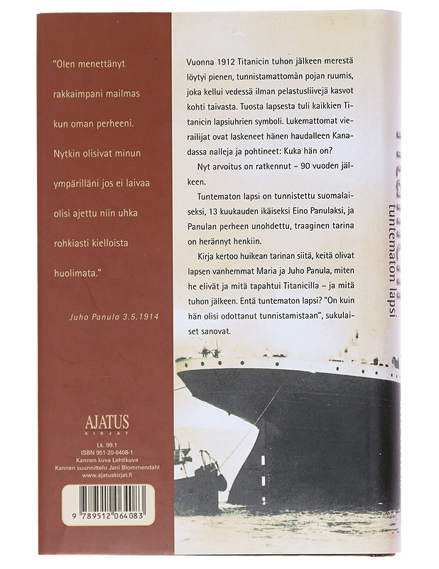 Titanicin Tuntematon Lapsi - Ulla Appelsin - Historiakirjat - 10105530010 - 1