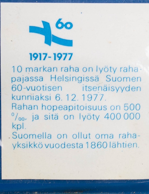 10 markkaa juhlaraha; Itsenäinen Suomi 60 vuotta 1977 - Muut sisustustavarat - 10105530267 - 2