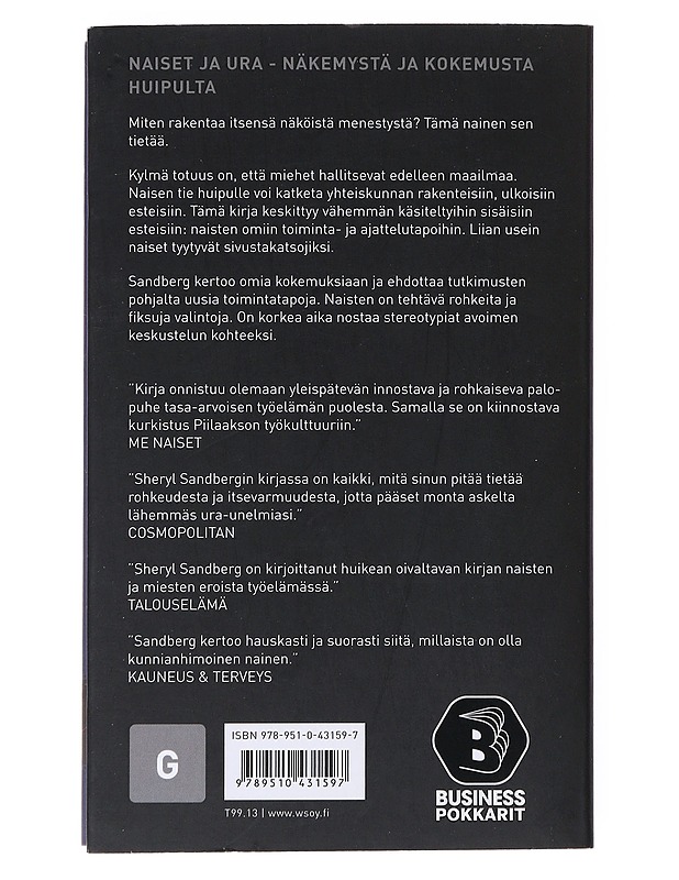 Lean in : naiset ja menestymisen tahto - Sandberg, Sheryl - Romaanit ja novellit - 10105530577 - 1