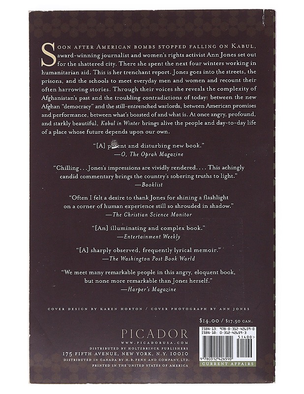 Kabul in Winter: Life Without Peace in Afghanistan - Jones, Ann - Romaanit ja novellit - 10105530703 - 1
