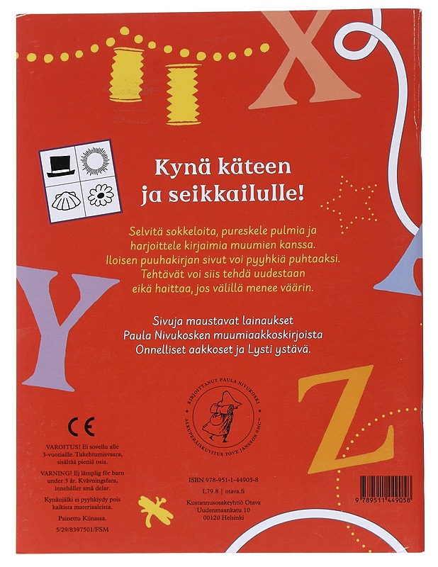 Onnelliset aakkoset : pyyhittävä puuhakirja - Jansson, Tove - Lastenkirjat - 10105530884 - 1