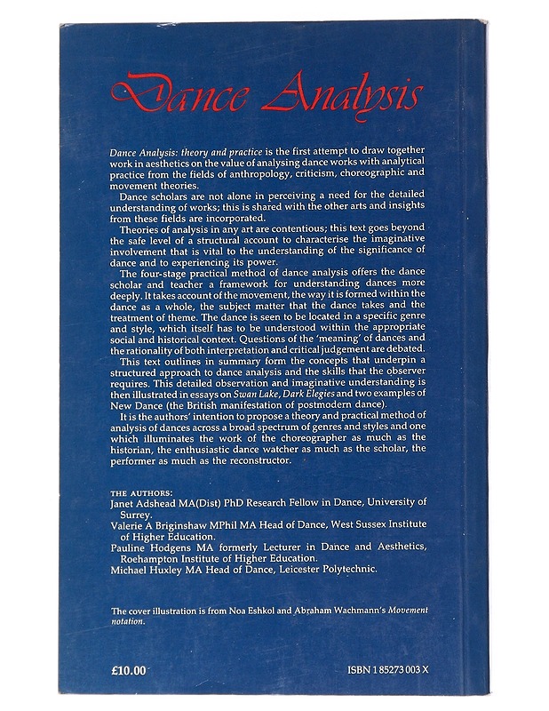 Dance analysis : theory and practice - Lansdale, Janet - Harrastekirjat - 10105531477 - 1