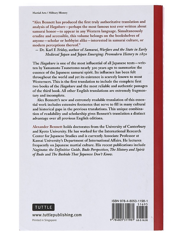 Hagakure : The Secret Wisdom of the Samurai - Yamamoto Tsunetomo - Historiakirjat - 10105531786 - 1