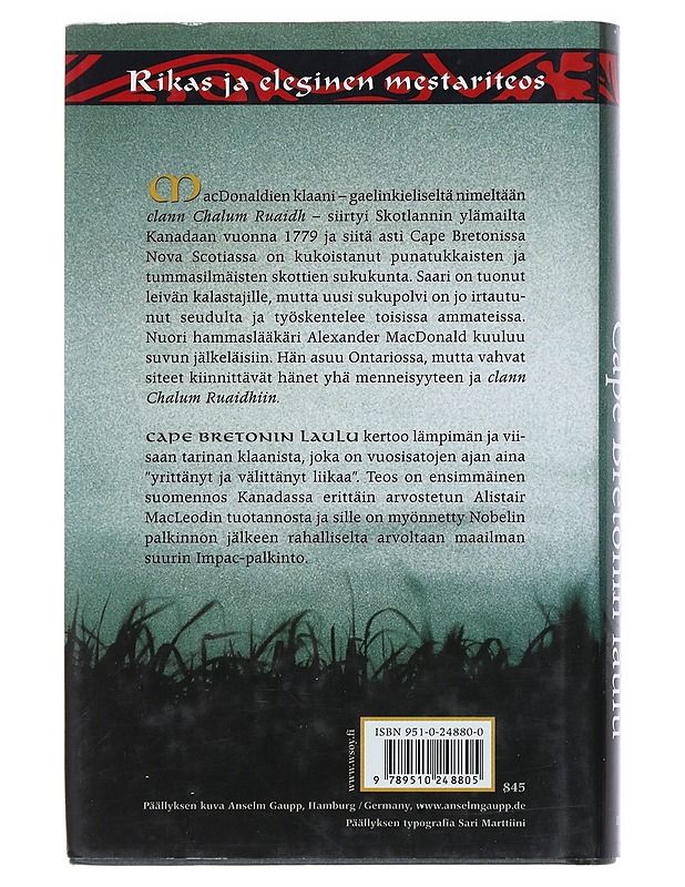 Cape Bretonin laulu - MacLeod, Alistair - Elämäkerrat ja muistelmat - 10105532226 - 1