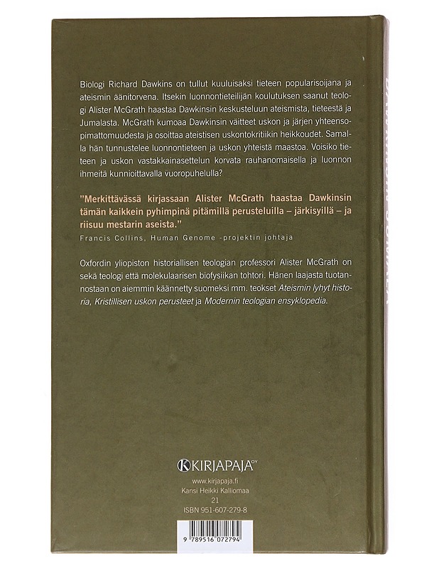 Dawkinsin jumala : geenit, meemit ja elämän tarkoitus - McGrath, Alister - Elämäkerrat ja muistelmat - 10105532443 - 1