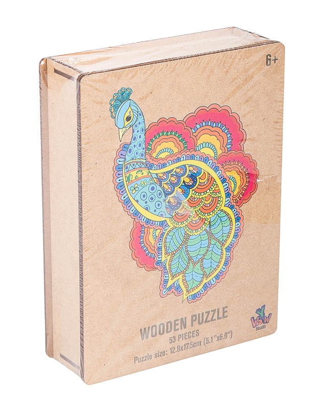 YWOW BRANDS Peacock puinen palapeli, 53 palaa