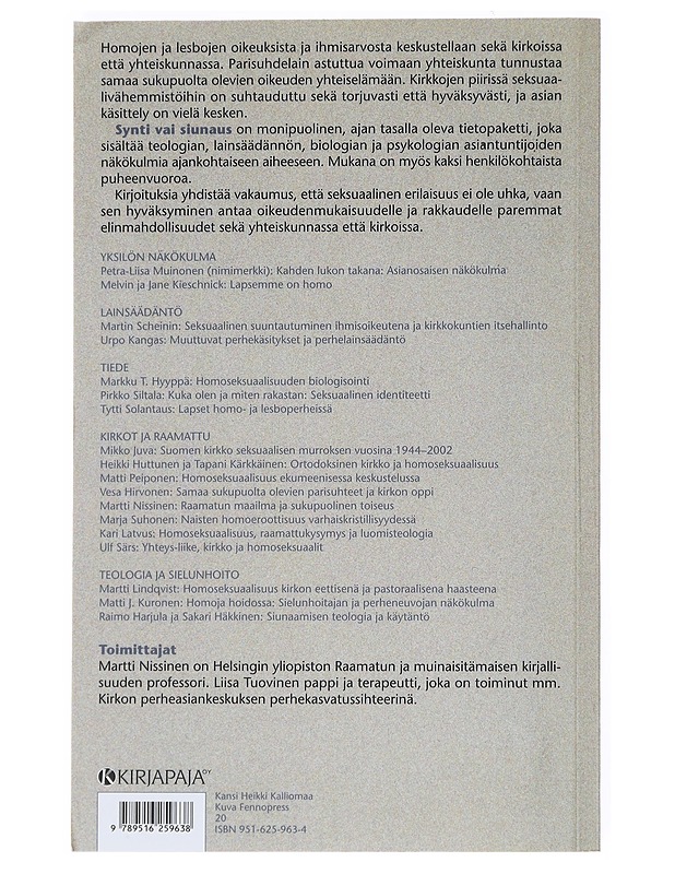 Synti vai siunaus - Tietokirjat ja oppaat - 10105532519 - 1