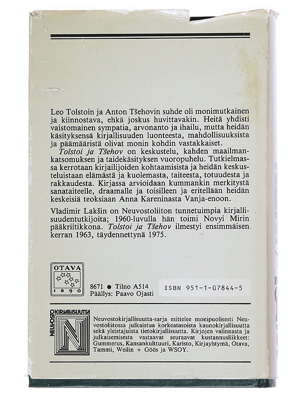 Tolstoi ja Tsehov - Laksin, Vladimir - Elämäkerrat ja muistelmat - 10105532674 - 1