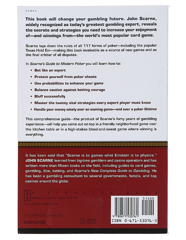 Scarne's Guide to Modern Poker  - Scarne , John  - Tietokirjat ja oppaat - 10105534027 - 1