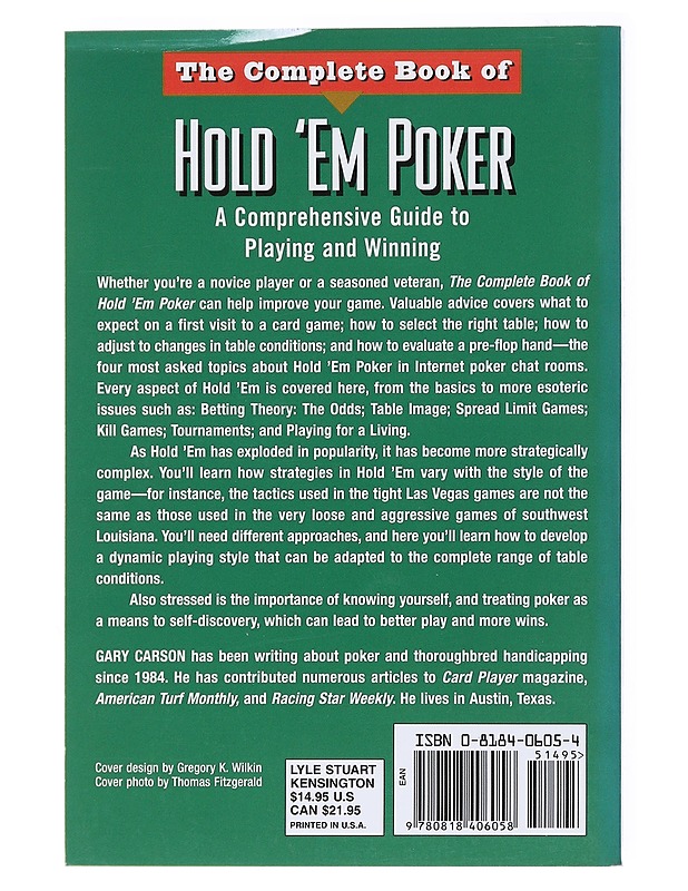 The Compete Book of Hold 'Em Poker - Carson , Gary  - Tietokirjat ja oppaat - 10105534038 - 1