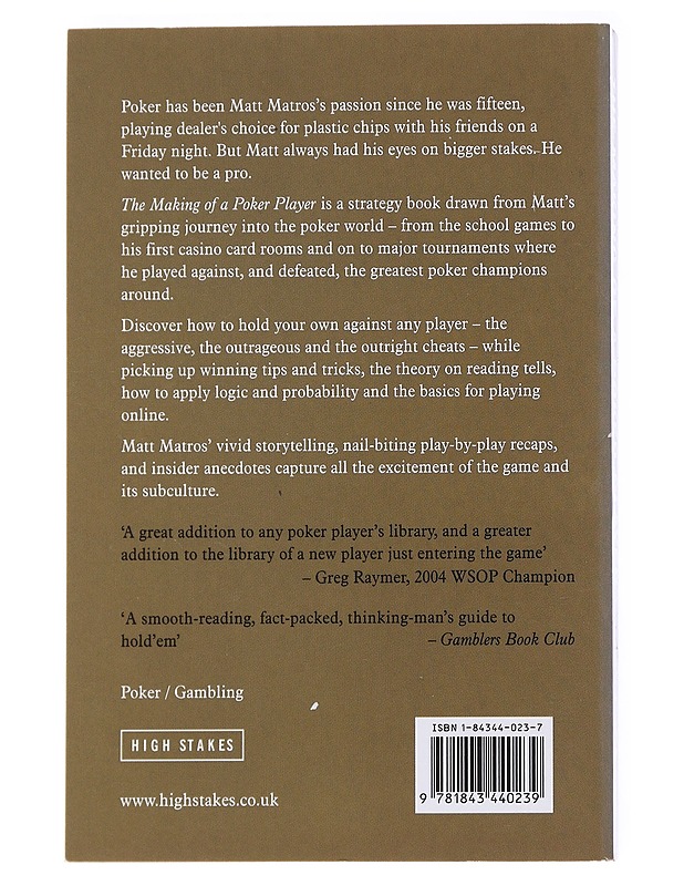 The Making of a Poker Player - Matt Matros - Harrastekirjat - 10105534435 - 1