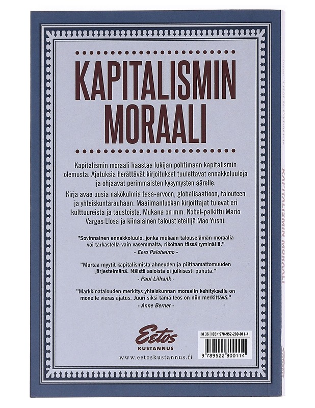 Kapitalismin moraali - Palmer, Tom G. - Tietokirjat ja oppaat - 10105534605 - 1