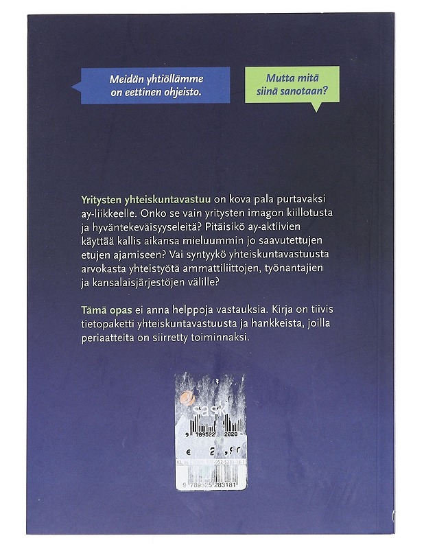 Mitä on yritysten yhteiskuntavastuu? : opas ay-aktiiveille - Sajaniemi, Suvi - Tietokirjat ja oppaat - 10105534781 - 1