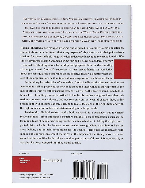 Leadership - Rudolph W. Giuliani - Tietokirjat ja oppaat - 10105534888 - 1