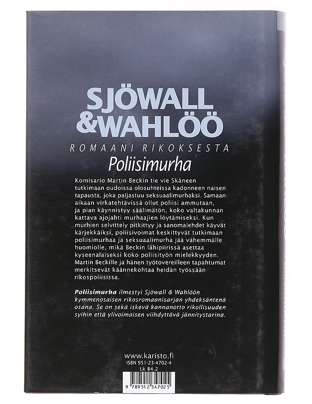 Poliisimurha : romaani rikoksesta - Sjöwall, Maj - Romaanit ja novellit - 10105535312 - 1