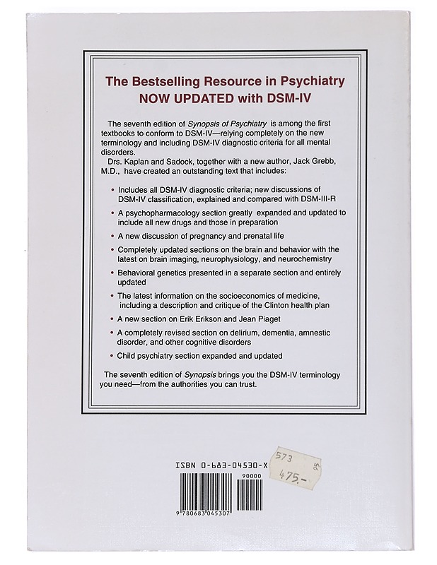 Kaplan and Sadock's Synopsis of psychiatry : behavioral sciences, clinical psychiatry - Kaplan, Harold I. - Tietokirjat ja oppaat - 10105535419 - 1