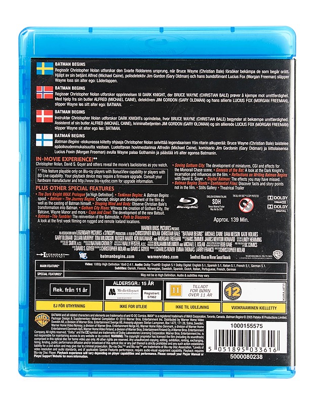 Batman Begins - Blu-ray - Blu-ray-levyt - 10105535520 - 1