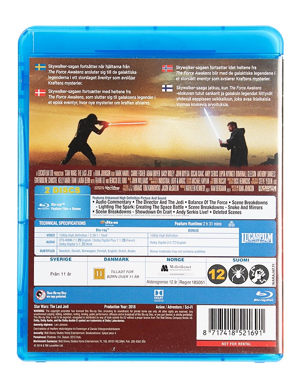 Star Wars: The Last Jedi - Blu-ray - Blu-ray-levyt - 10105535548 - 1