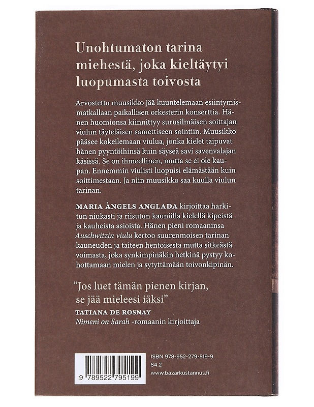 Auschwitzin viulu - Anglada, Maria Àngels - Romaanit ja novellit - 10105535616 - 1