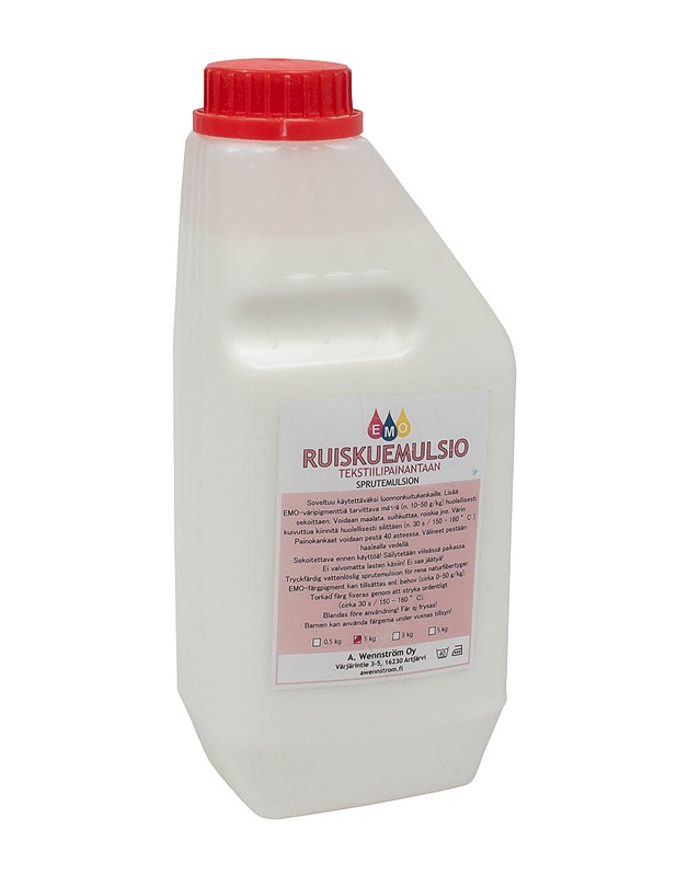 EMO ruiskuemulsio tekstiilipainantaan,  1kg - Käsityö - 10105535670 - 0