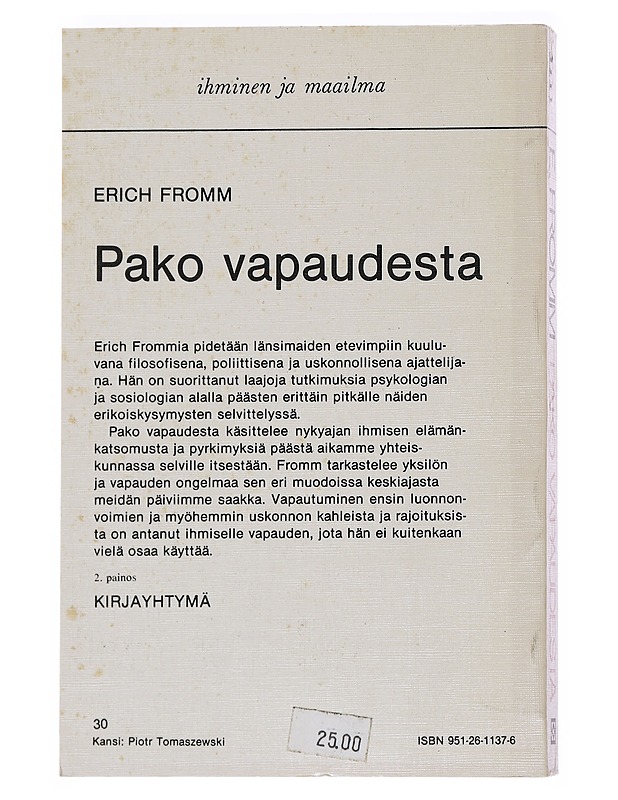 Pako vapaudesta - Fromm, Erich - Tietokirjat - 10105535712 - 1
