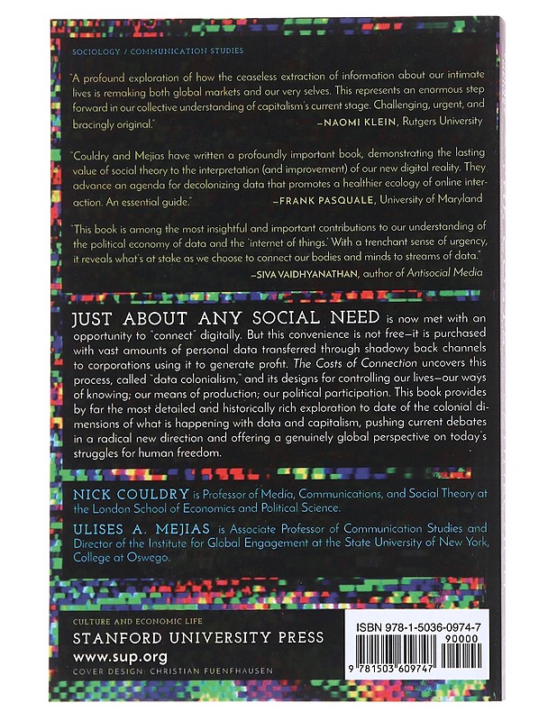 The costs of connection - Mejias, Couldry - Tietokirjat - 10105535892 - 1