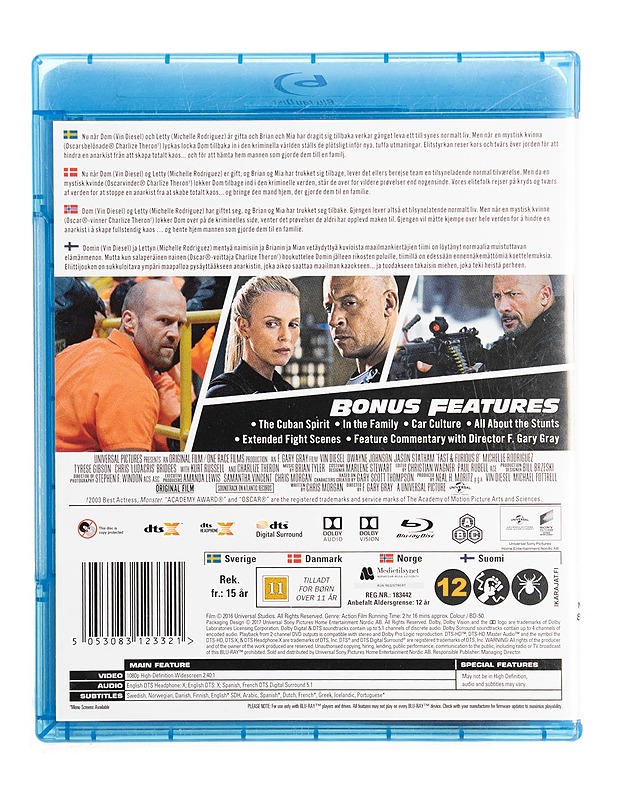 Fast ET Furious 8 - Blu-Ray - Blu-ray-levyt - 10105535953 - 1