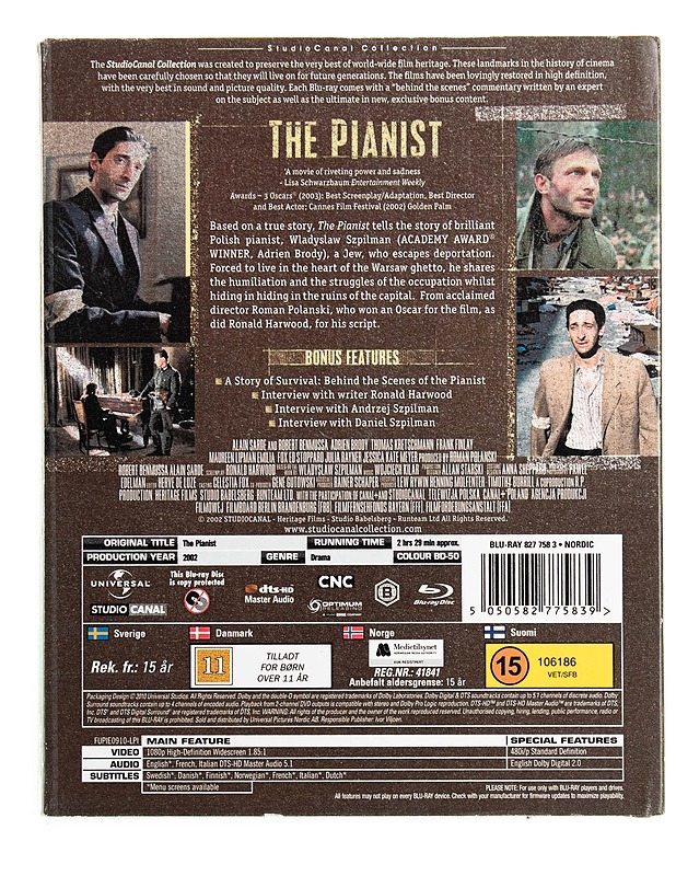 The Pianist - Blu-Ray - Blu-ray-levyt - 10105535966 - 1