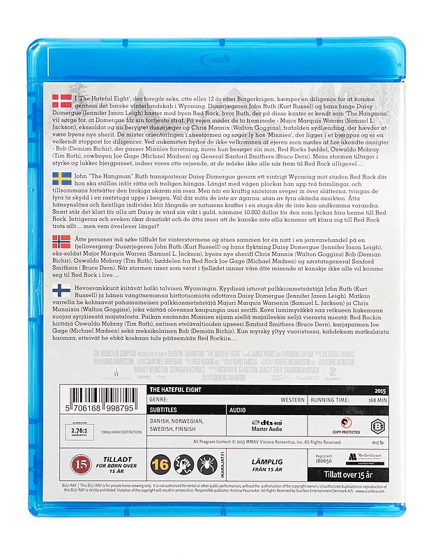 The Hateful Eight - Blu-ray - Blu-ray-levyt - 10105536001 - 1