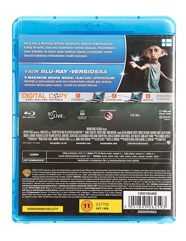 Harry Potter ja kuoleman varjelukset, osa 1 - Blu-ray - DVD - Blu-ray-levyt - 10105536009 - 1