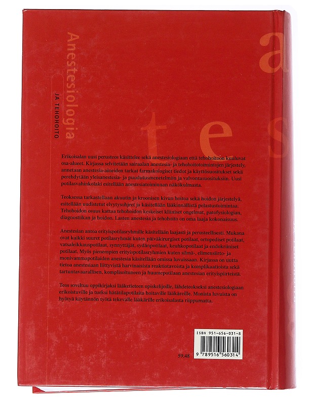 Anestesiologia ja tehohoito - Seppo Alahuhta - Tietokirjat ja oppaat - 10105536071 - 1