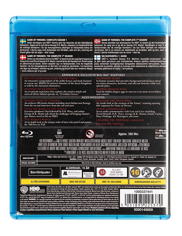 Game Of Thrones: The Complete First Season - Blu-Ray - Blu-ray-levyt - 10105536150 - 1