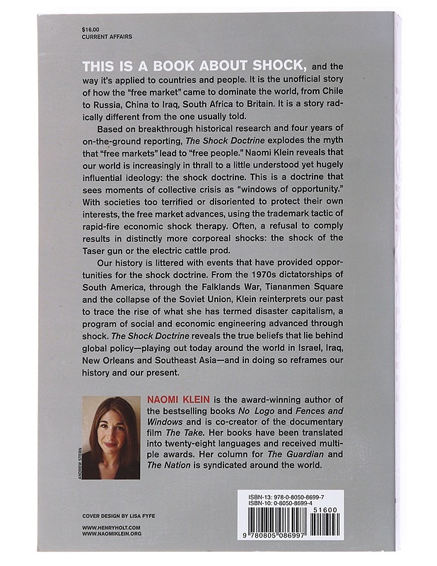 The Shock Doctrine : The Rise of Disaster Capitalism - Naomi Klein - Tietokirjat ja oppaat - 10105536199 - 1