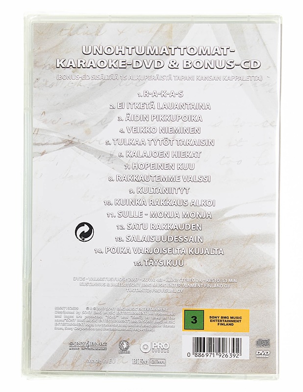 Unohtumattomat-Karaoke: Tapani Kansa - DVD - DVD-elokuvat - 10105536553 - 1