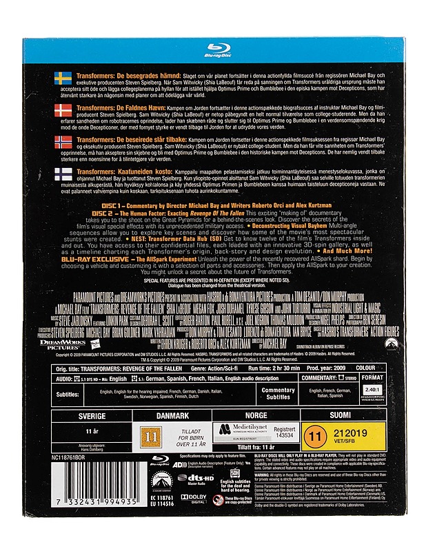 Transformers: Revenge Of The Fallen - Blu-Ray - Blu-ray-levyt - 10105536669 - 1