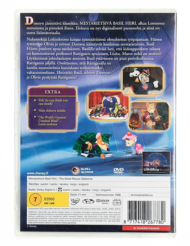 Mestarietsivä Basil Hiiri - DVD - DVD-elokuvat - 10105536711 - 1