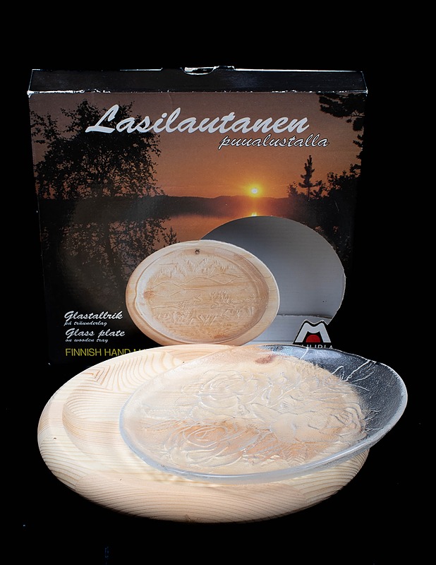 MUURLA lasilautanen puualustalla - Lautaset ja kulhot - 10105536721 - 0